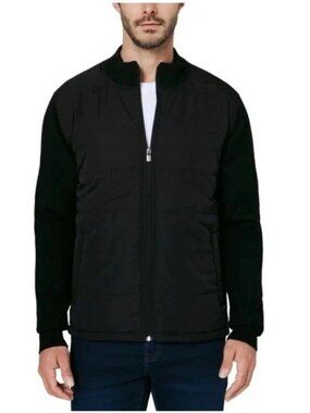 Infinity Men's L LinearFlex Hybrid Sweater Jacket Quilted Knit Black d1714